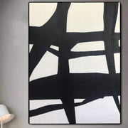 Extra Large Black And White Paintings On Canvas Abstract Painting Franz Kline style White Paintings | TOWER TOP - Trend Gallery Art | Original Abstract Paintings