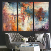Extra Large Colorful Sets Of 3 Paintings On Canvas Abstract Artwork Modern Wall Art | SONG OF NATURE - Trend Gallery Art | Original Abstract Paintings