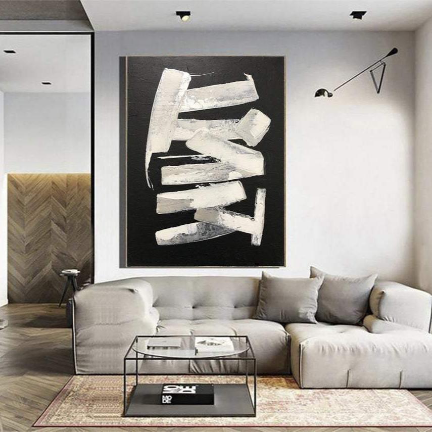 Huge Wall Art Original Artwork Black And White Abstract Paintings On Canvas Framed Artwork | BREATHING IN - Trend Gallery Art | Original Abstract Paintings