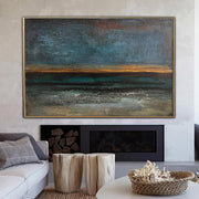 Abstract  Marine Art in Blue, Gray and Gold | STORMY OCEAN - Trend Gallery Art | Original Abstract Paintings