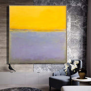 Mark Rothko Style Original Abstract Fine Art Yellow Paintings On Canvas Purple Modern Acrylic Rothko Style Painting Wall Decor | YELLOW HORIZON - Trend Gallery Art | Original Abstract Paintings