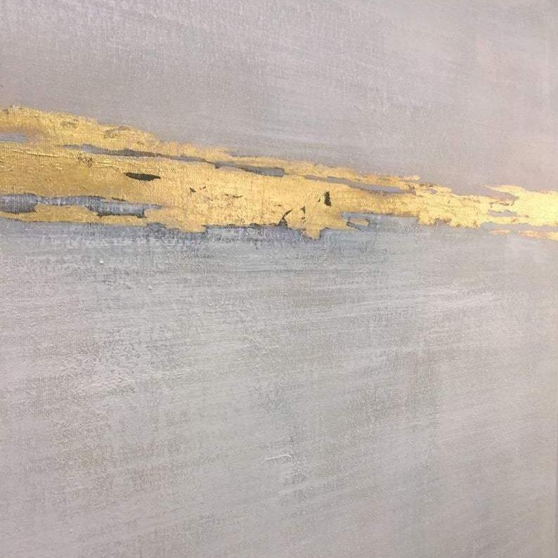 Abstract Acrylic Painting On Canvas Original Gray Painting Gold Painting Contemporary Art | GLEAM - Trend Gallery Art | Original Abstract Paintings