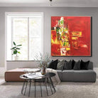 Large Abstract Painting On Canvas Red Painting Contemporary Painting | LOVE PATH 32"x32" - Trend Gallery Art | Original Abstract Paintings