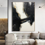 Oversized Wall Art Canvas Modern Wall Art Black And White Painting Gold Leaf Art Fine Art Painting | GOLDEN BRIDGE - Trend Gallery Art | Original Abstract Paintings